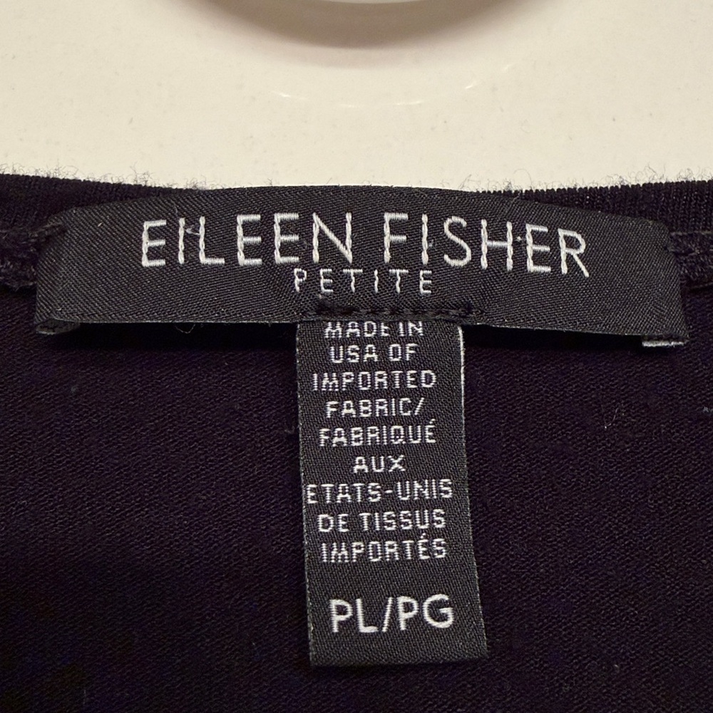 Eileen Fisher Jersey Shift Dress Black Petite Large Classic Minimalist - Picture 5 of 9